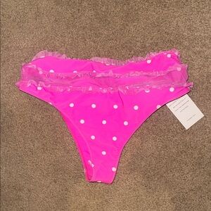 For Love & Lemons Pink Polka Dot Swim Bottom